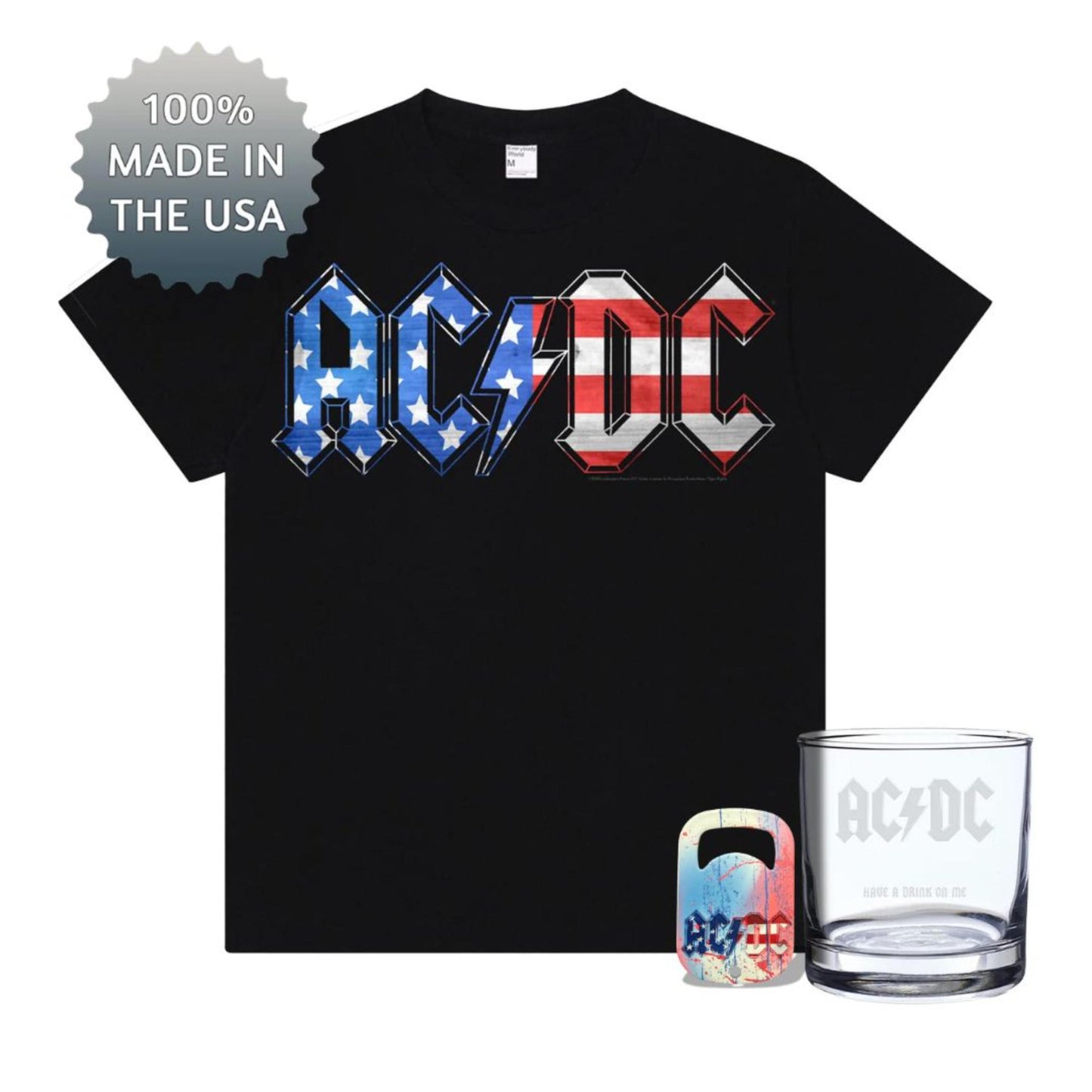 Glass and Old Glory Premium Tee Bundle + Free Bottle Opener