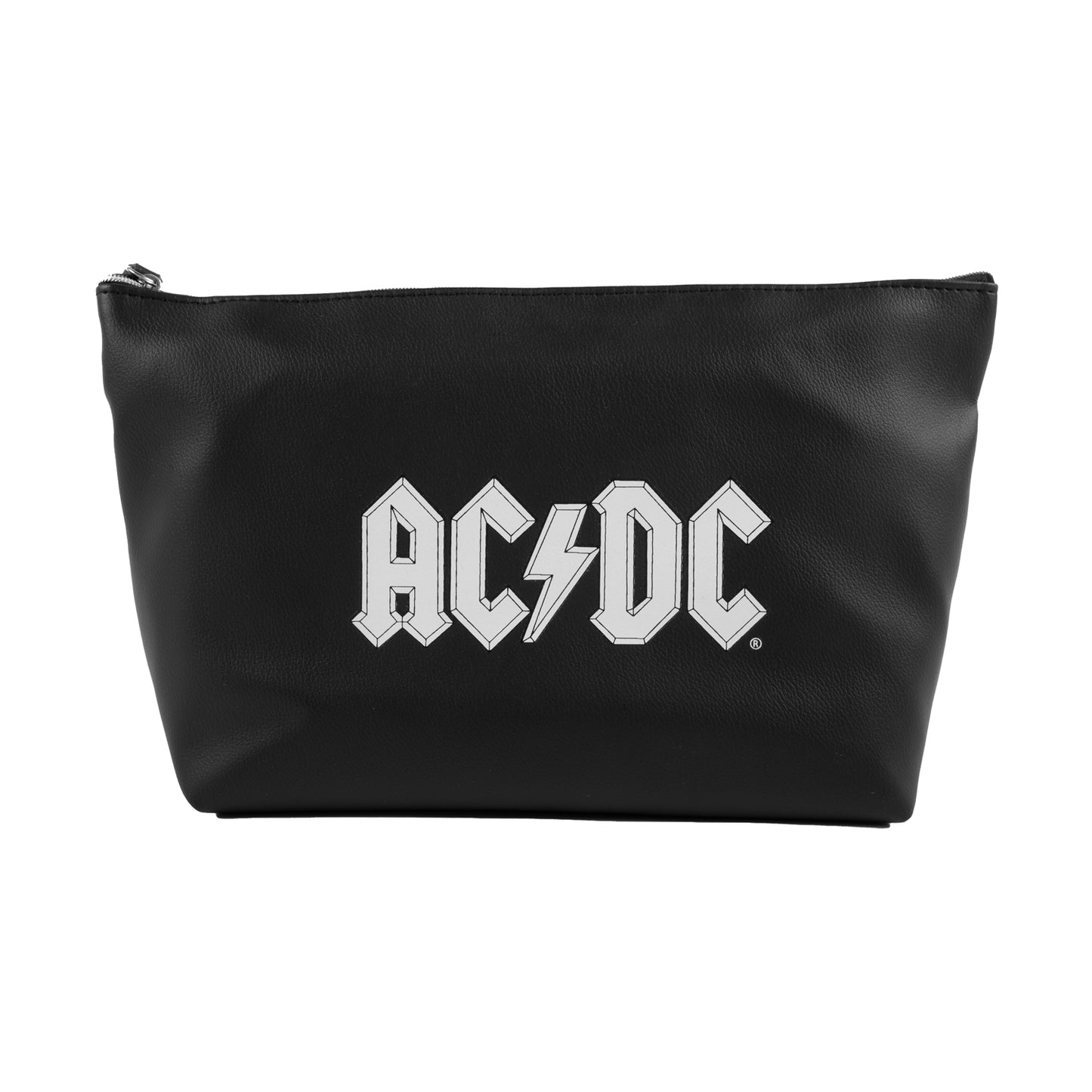 ACDC Makeup Pouch Black Leather White Logo