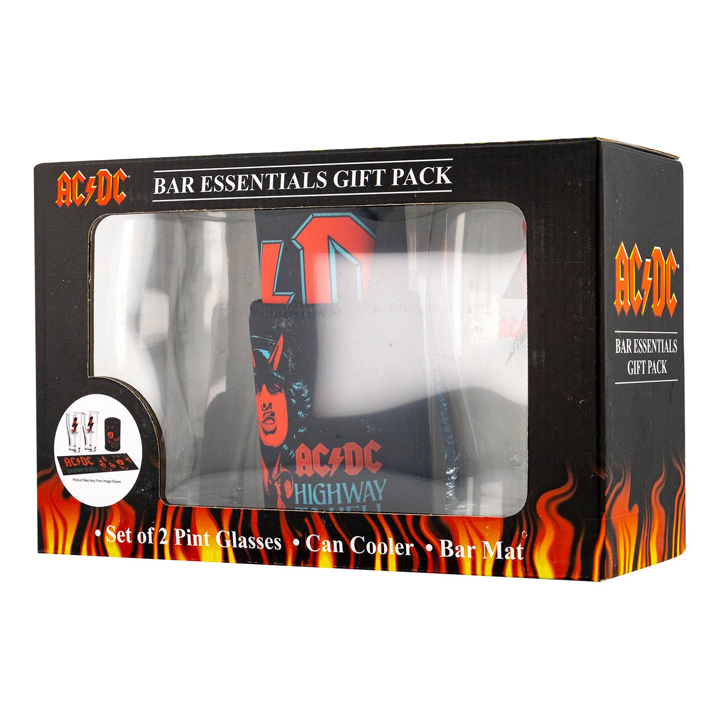 AC/DC Highway To Hell: 2 Glasses, Bar Mat & Can Cooler