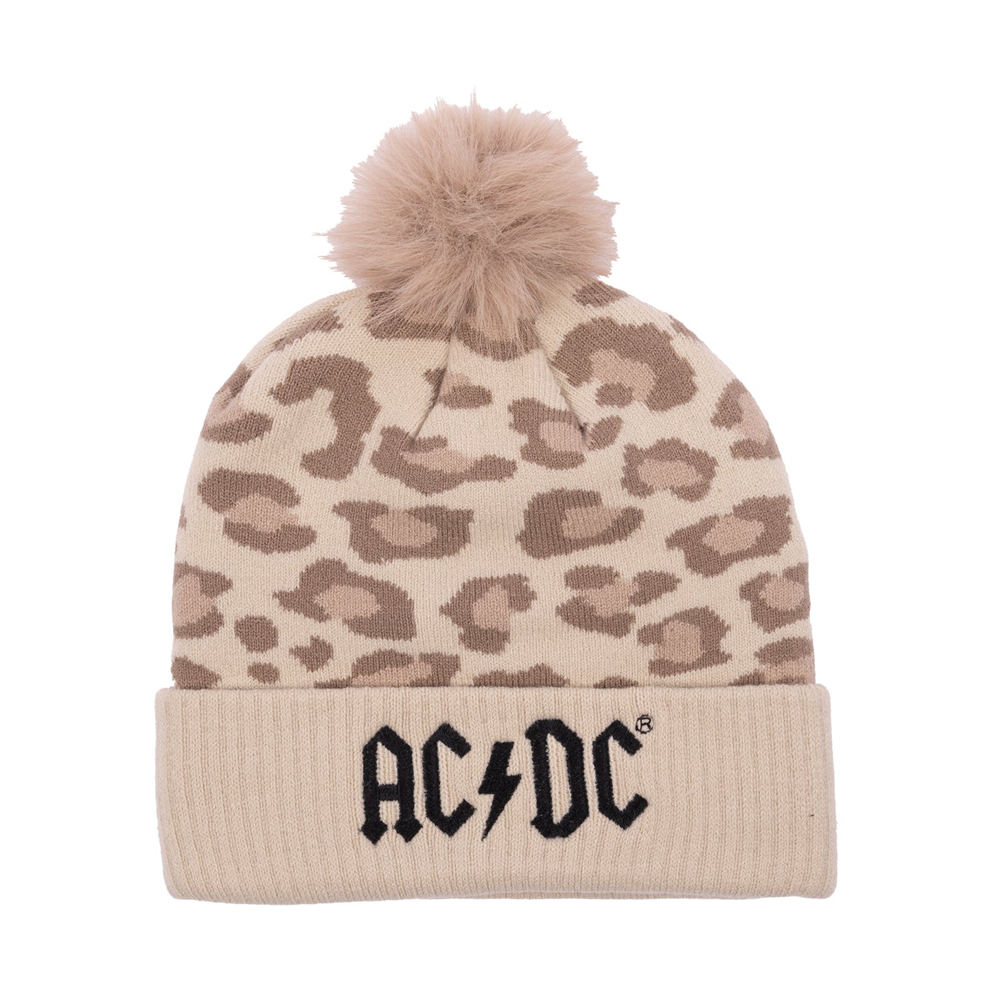 AC/DC Leopard Pom Pom Beanie