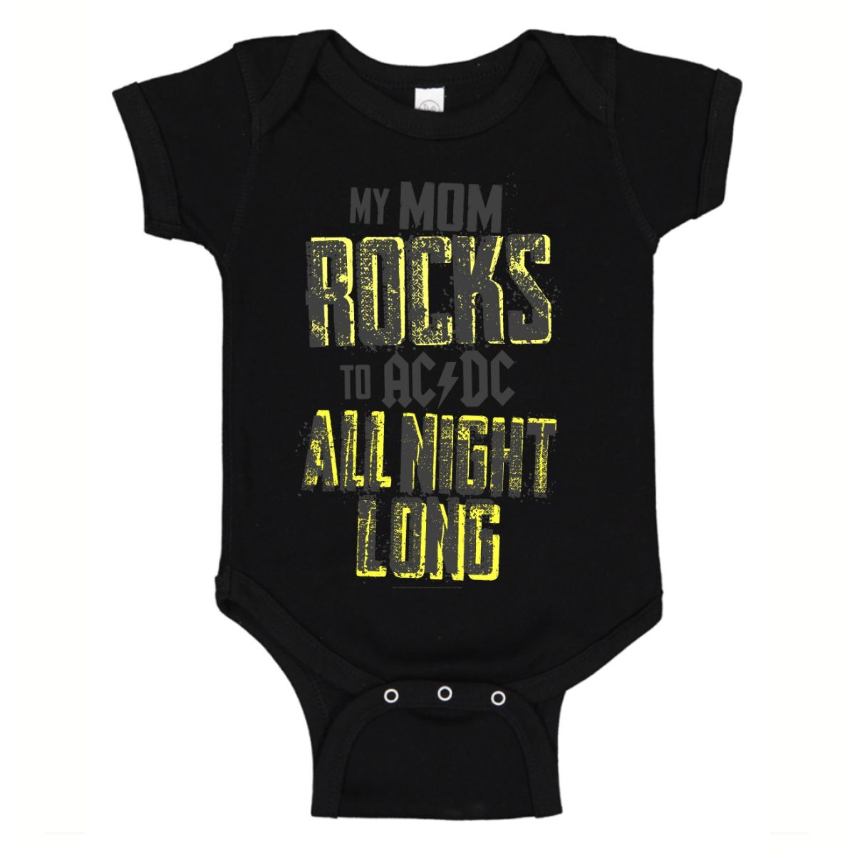 Mom Rocks All Night Long Onesie Black