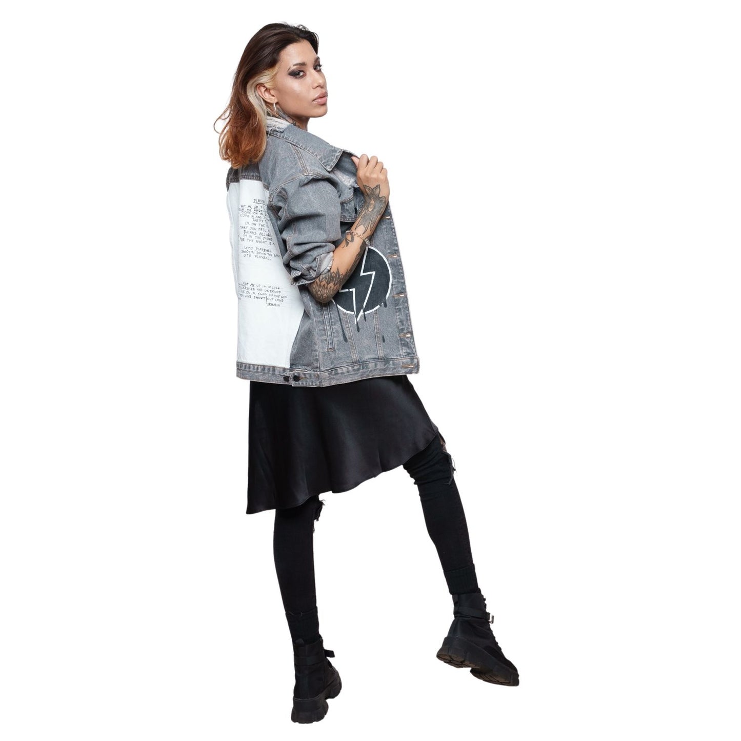 AC/DC Hand Painted Women's Denim Jacket