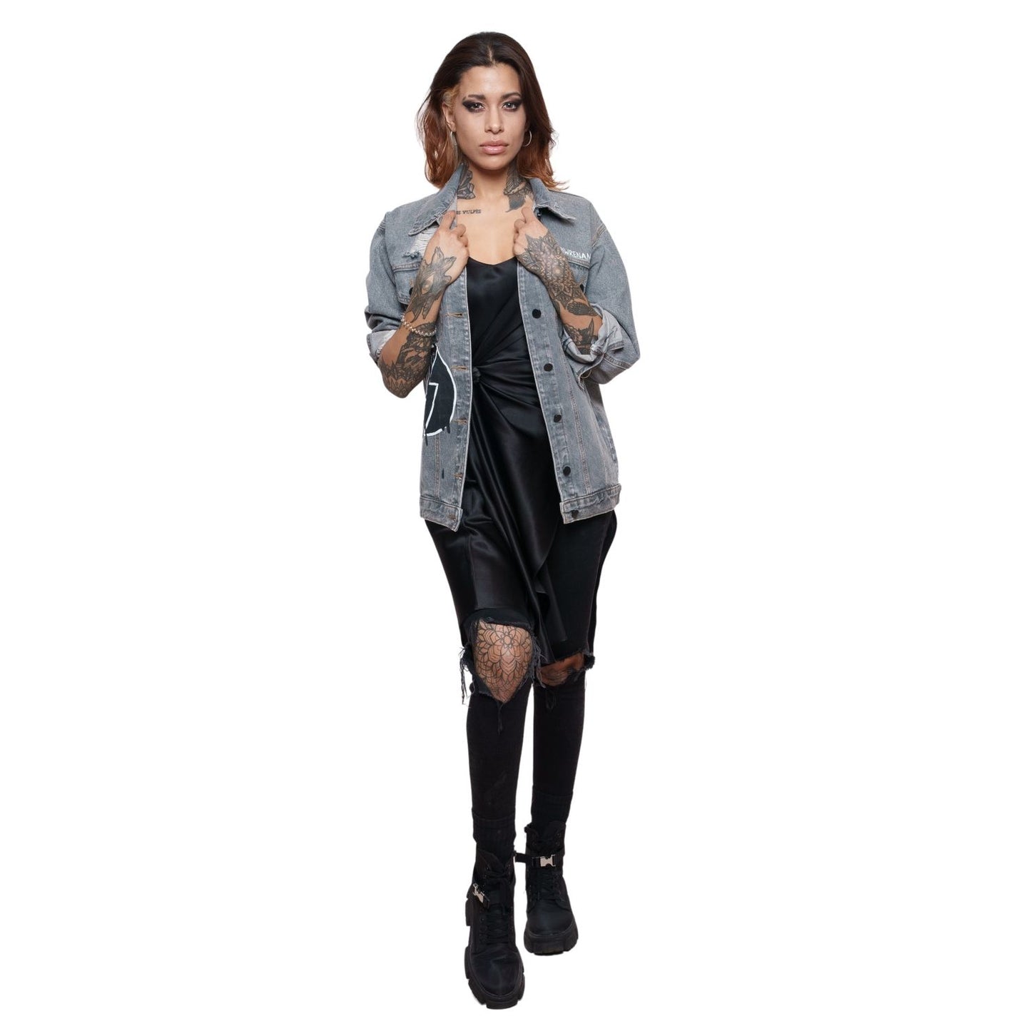 AC/DC Hand Painted Women's Denim Jacket