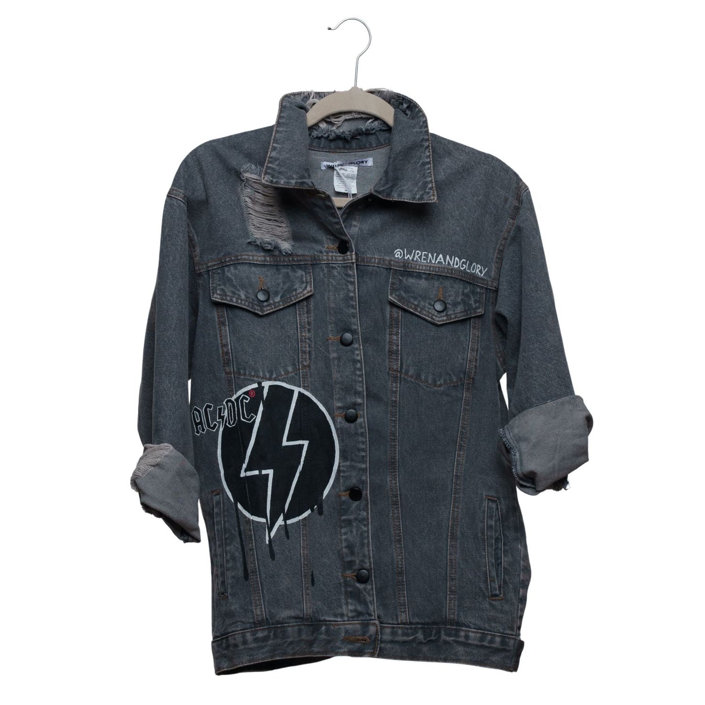 AC/DC Hand Painted Women's Denim Jacket