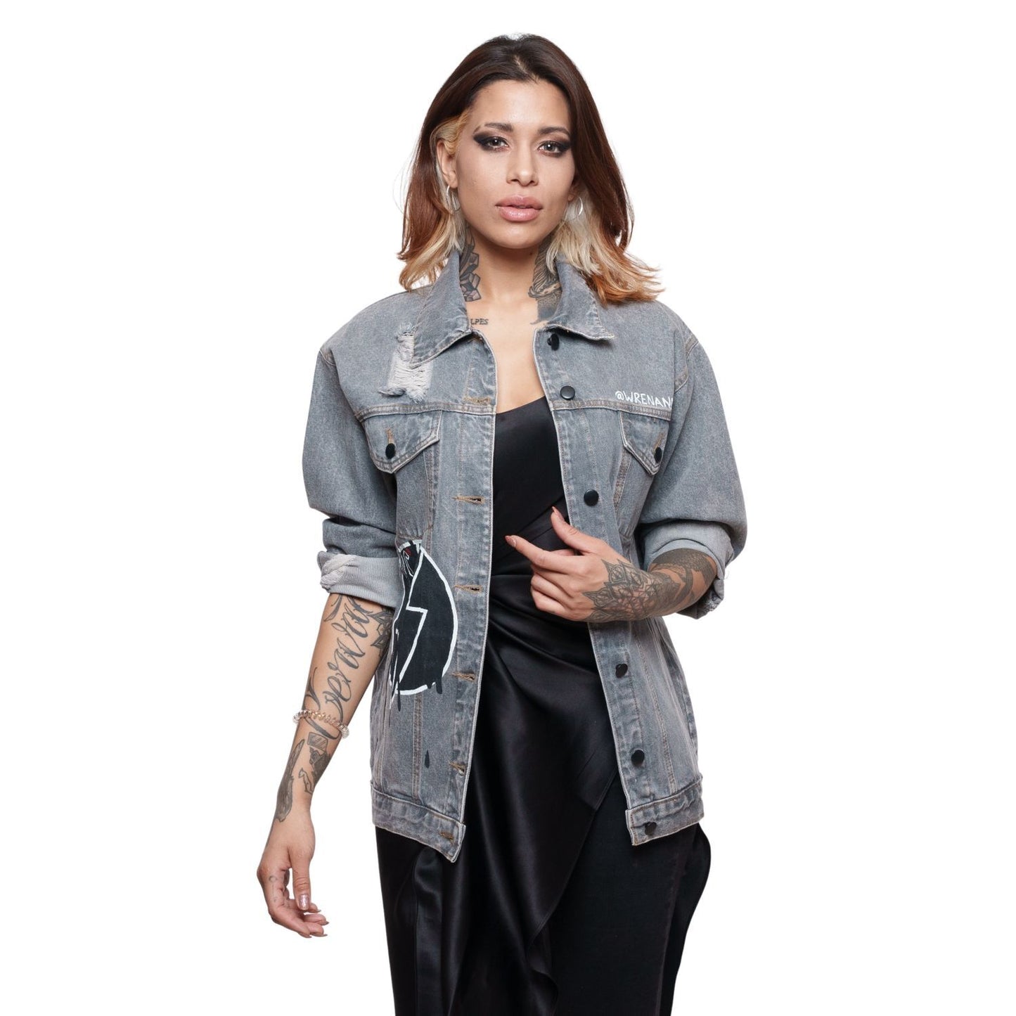 AC/DC Hand Painted Women's Denim Jacket