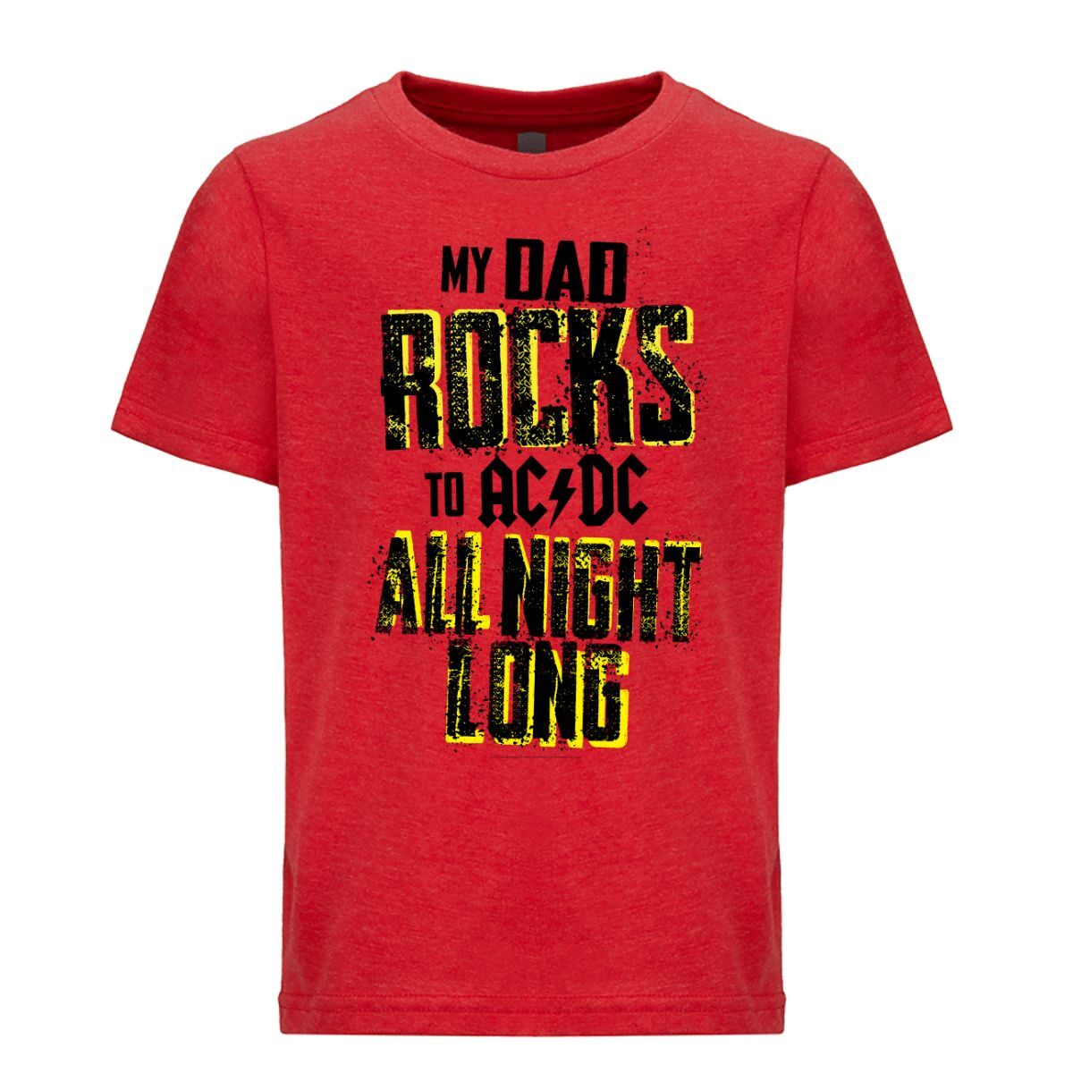Dad Rocks All Night Long Youth Tee Red