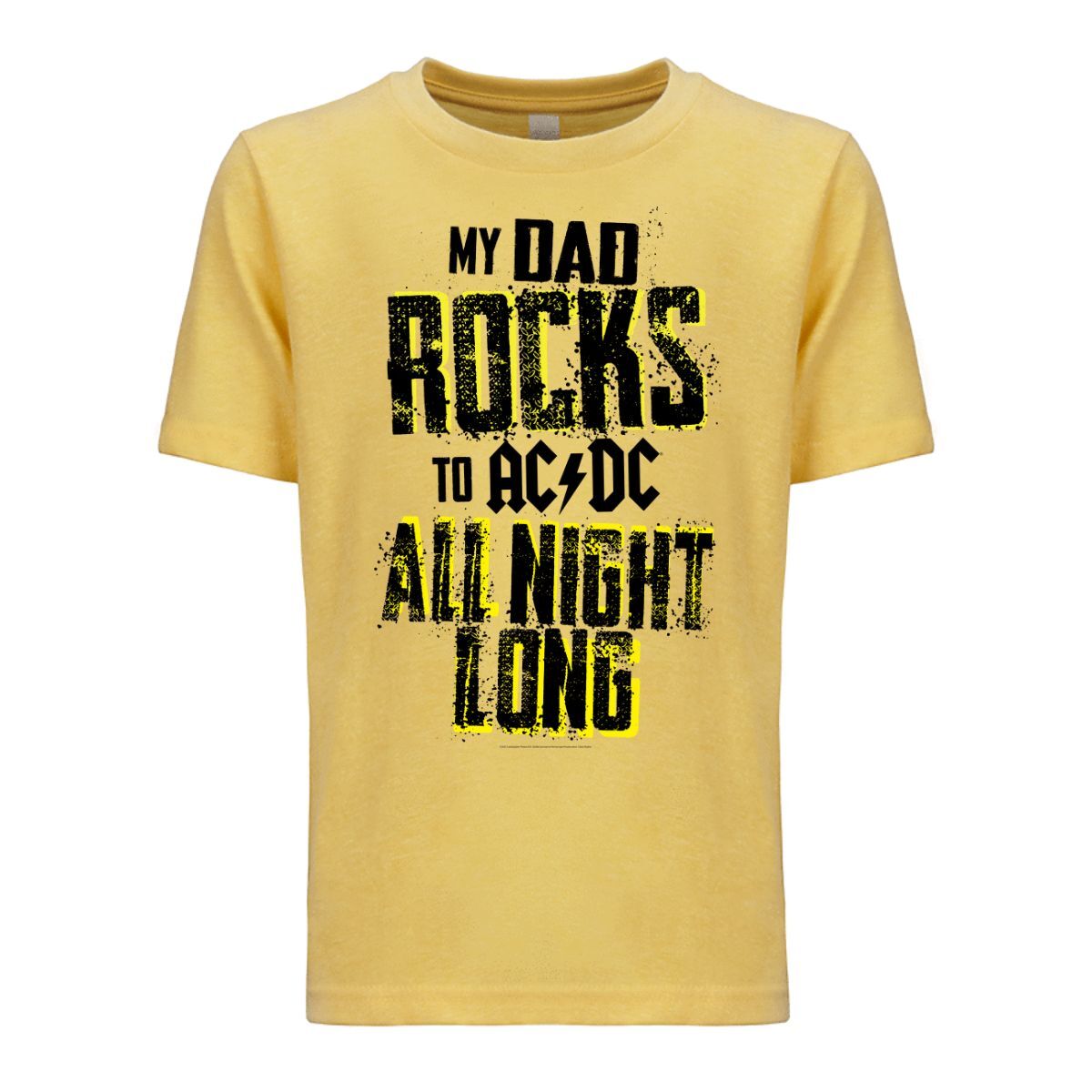 Dad Rocks All Night Long Youth Tee Yellow
