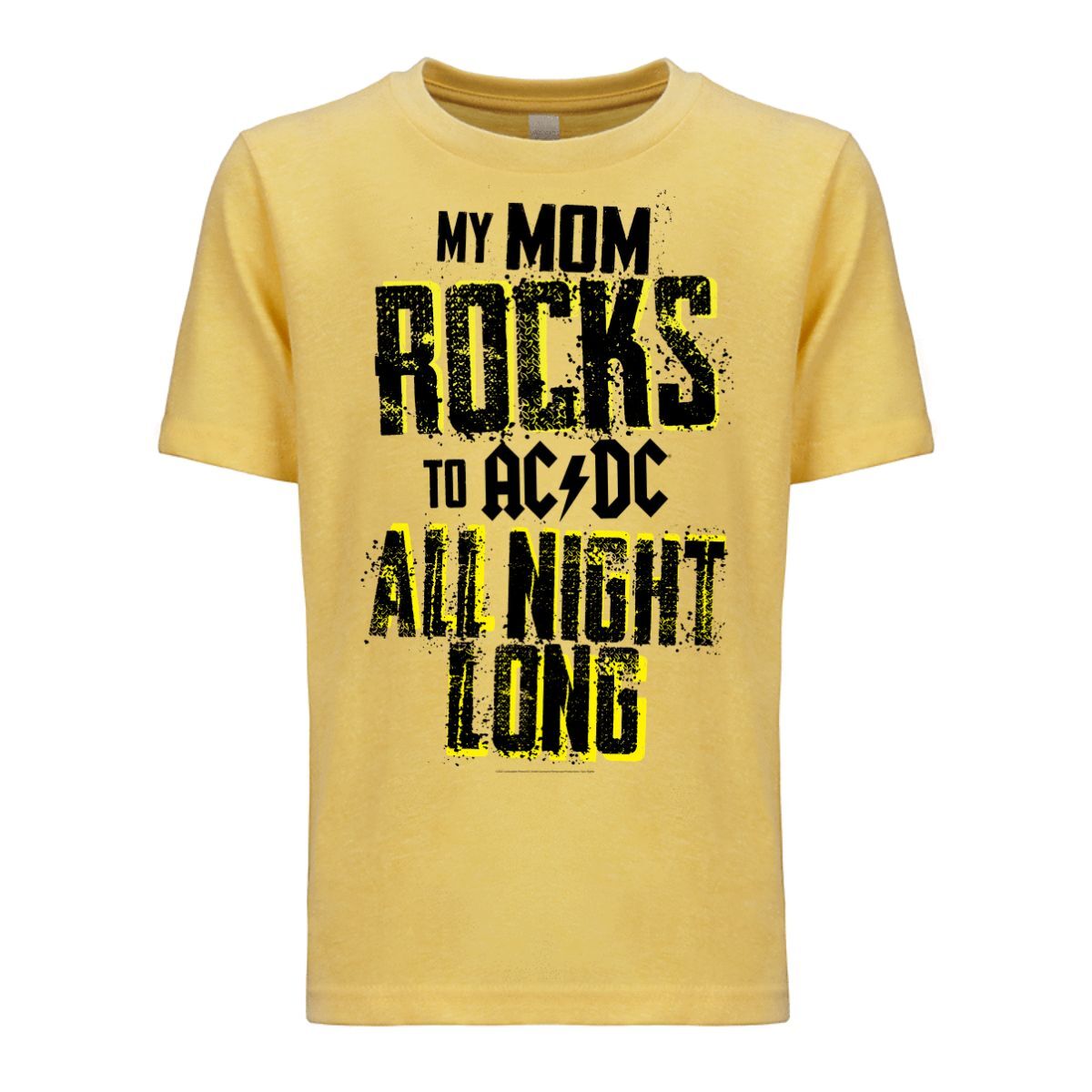 Mom Rocks All Night Long Youth Tee Yellow