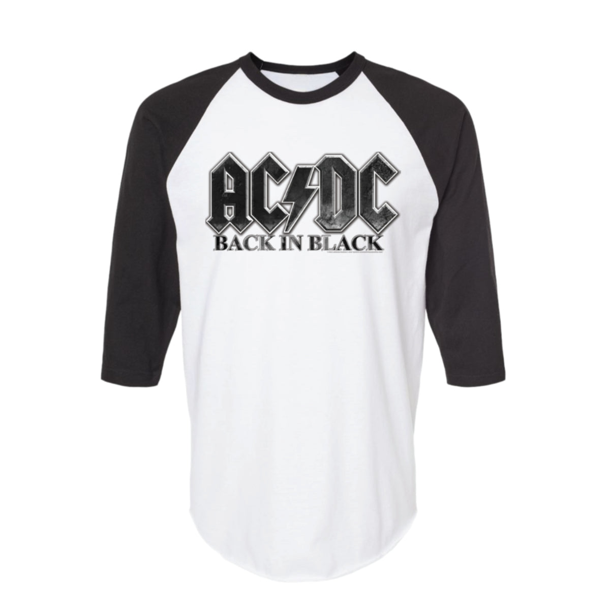 Back in Black Charcoal Logo White Raglan