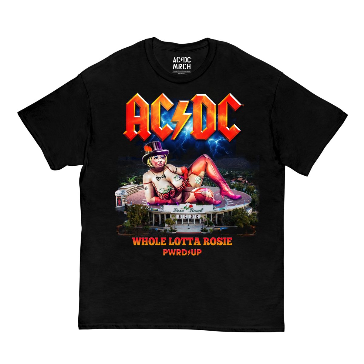 AC/DC Women's Red Logo T-Shirt - Official Band Merch, Fitted Style