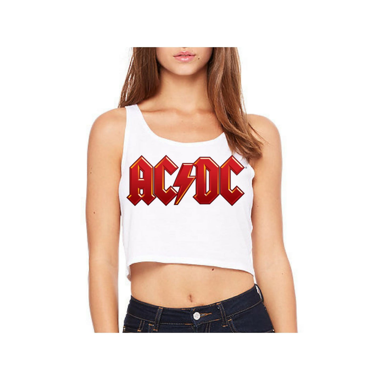 AC/DC Red Logo Sleeveless Crop Top