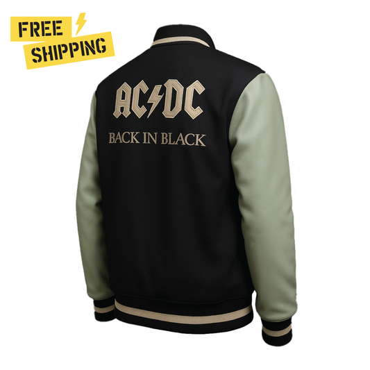Back in Black Leather Varsity Jacket