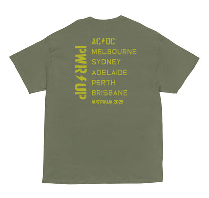 Olive Green Logo PWR UP Tour T-Shirt