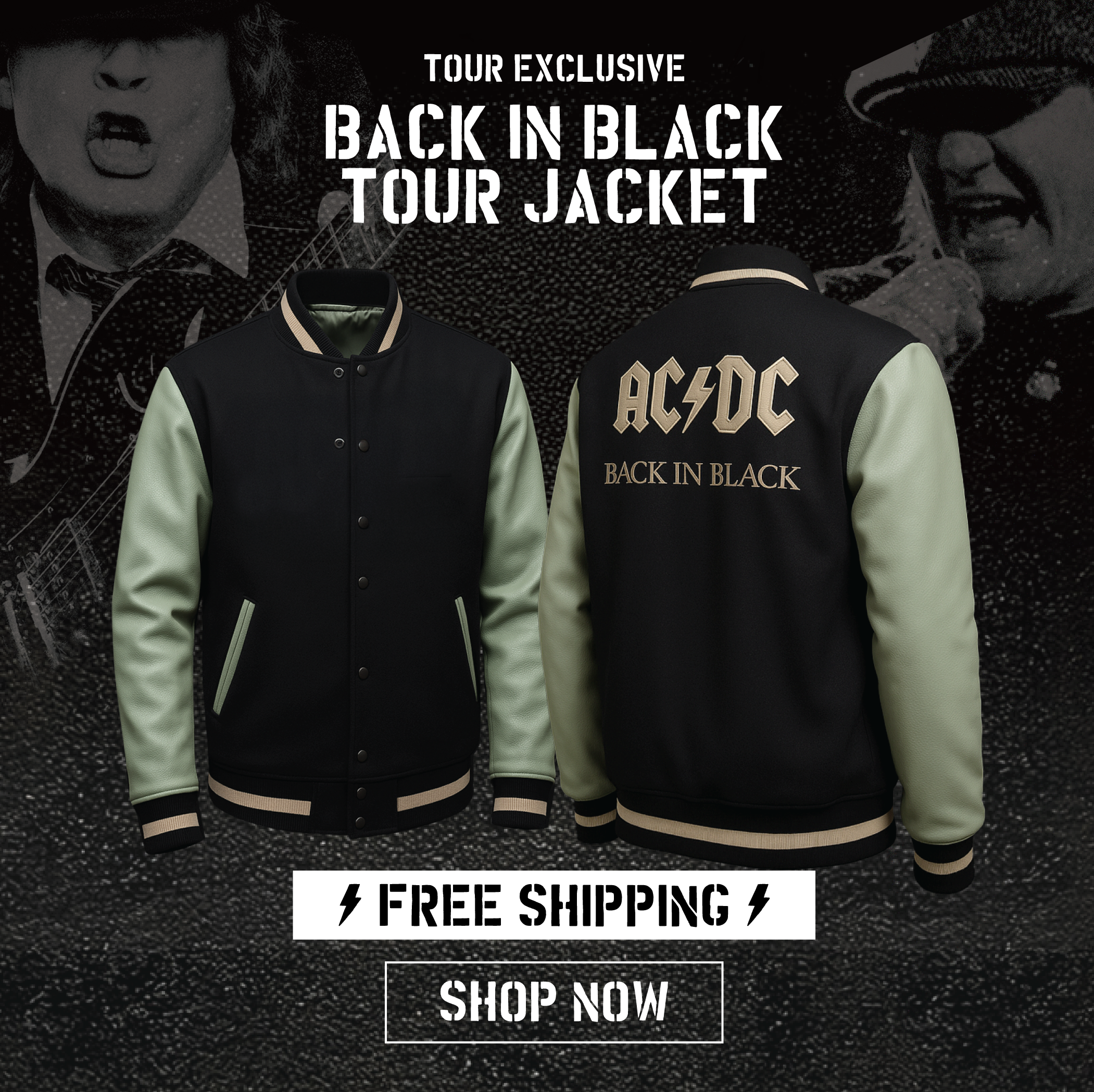 Tour exclusive Back in Black tour jacket. Shop now.