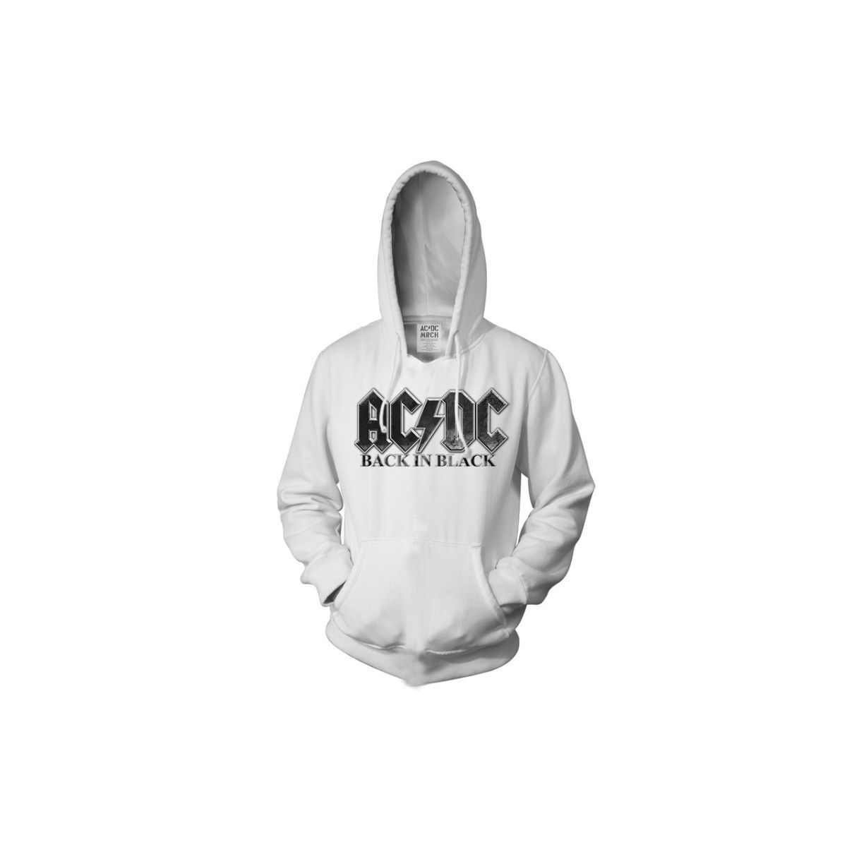 Back in Black Charcoal Logo White Pullover Hoodie – AC/DC