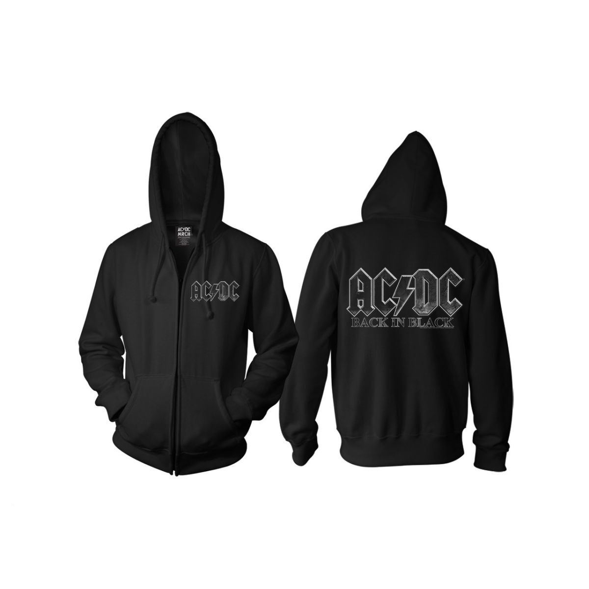 Back in Black Charcoal Zip Hoodie – AC/DC