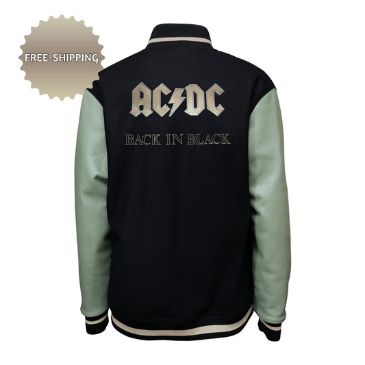 Back in Black Leather Varsity Jacket