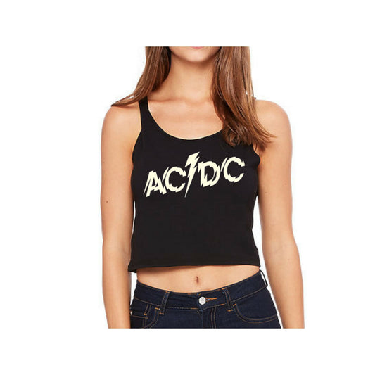 AC/DC Splintered Logo Sleeveless Crop Top