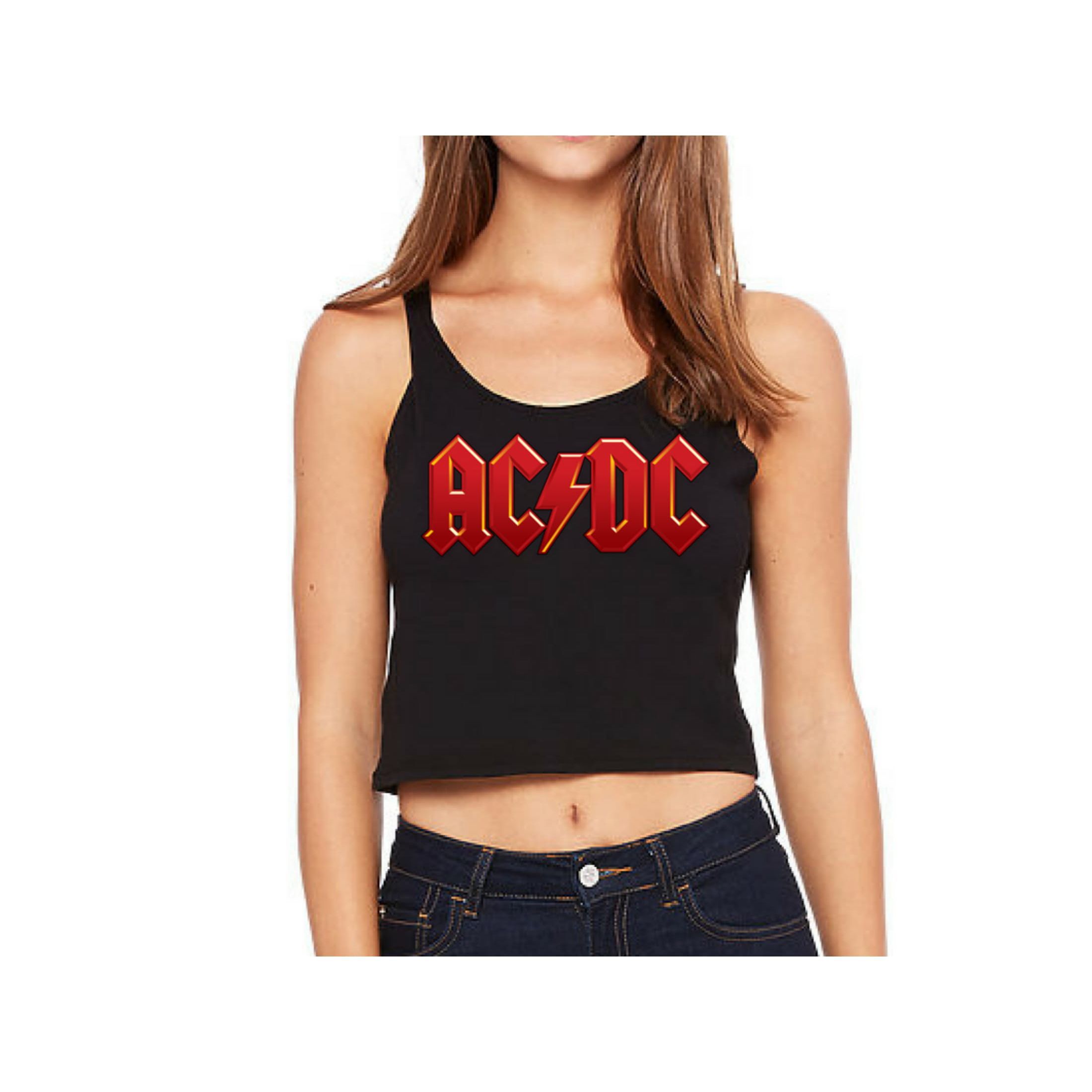 AC/DC Red Logo Sleeveless Crop Top – ACDC