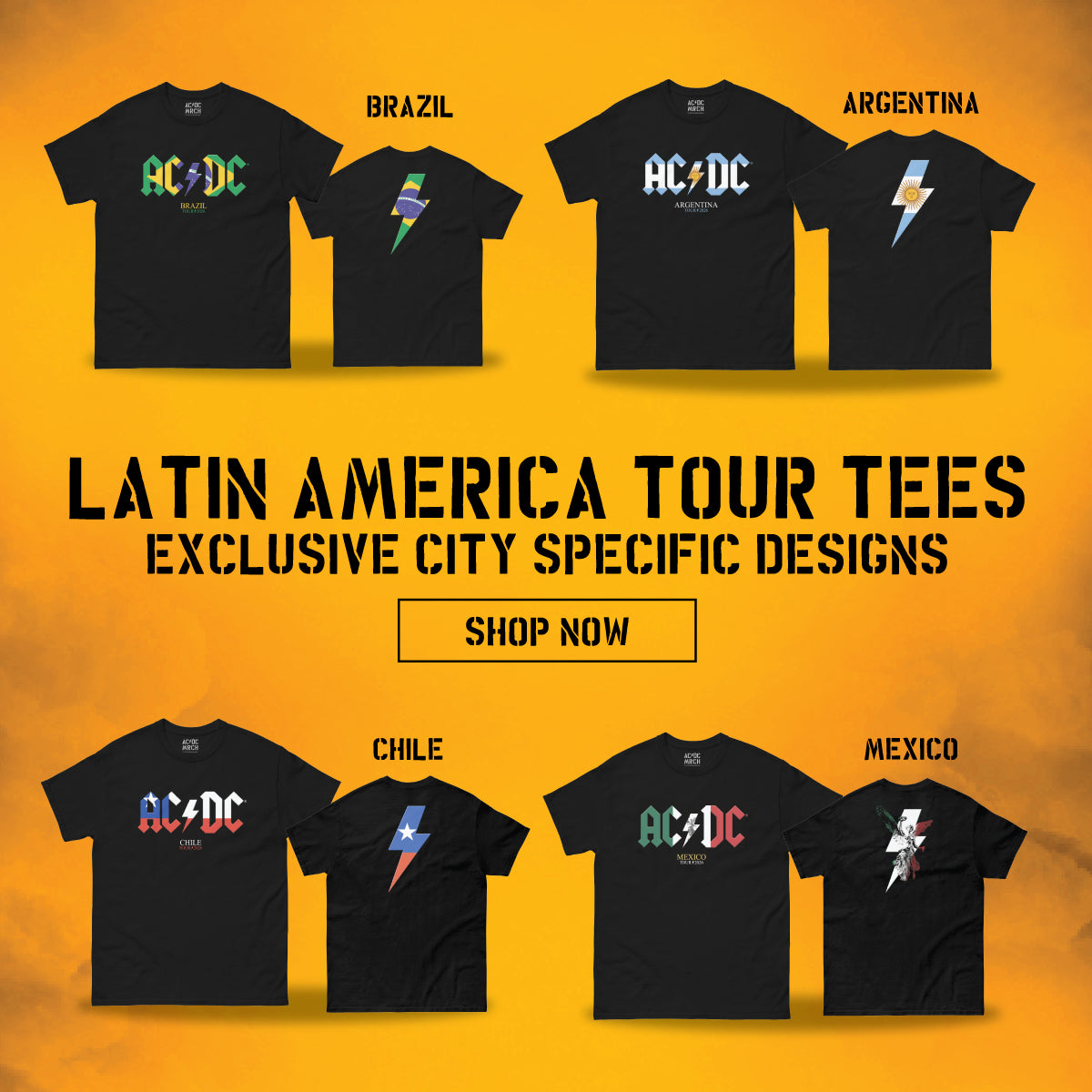 PWR Up 2026 Latin America Tour Tees Exclusive City Specific Designs. Shop Now
