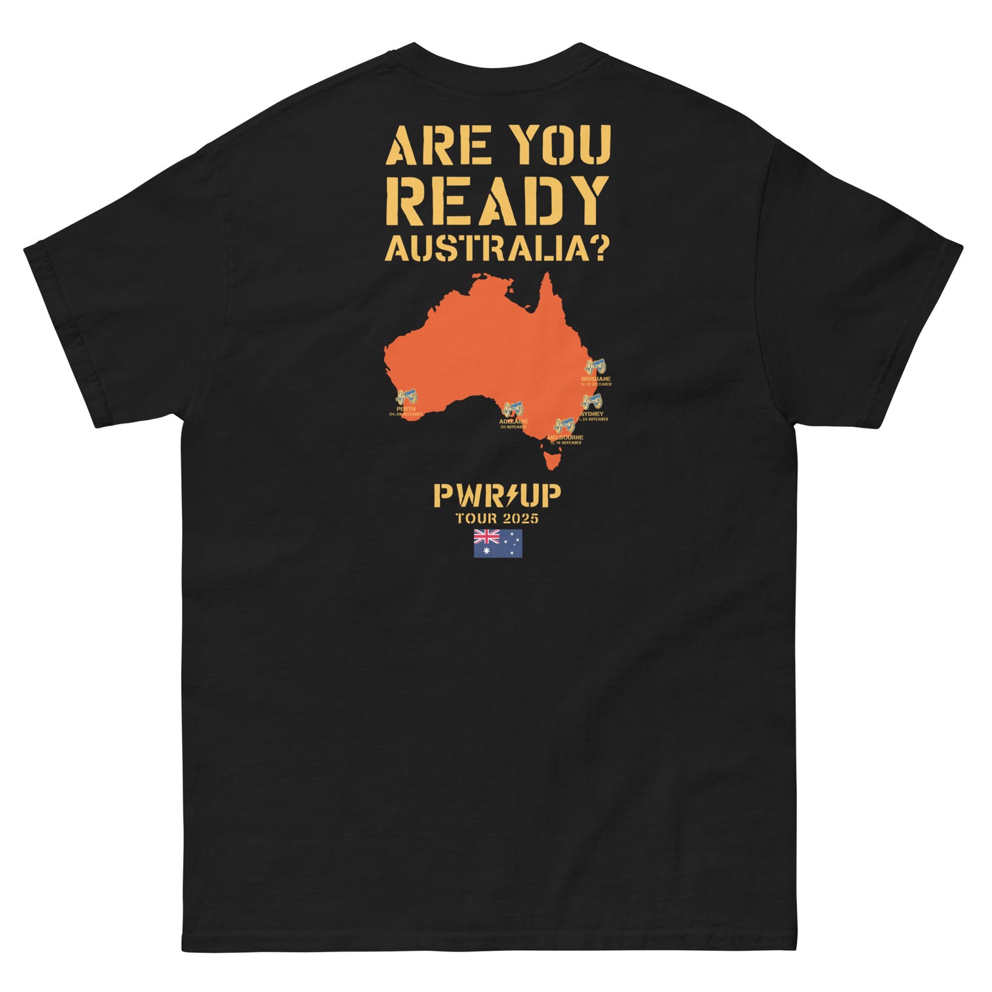 Are You Ready? PWR UP 2025 Tour AUS Map T-Shirt
