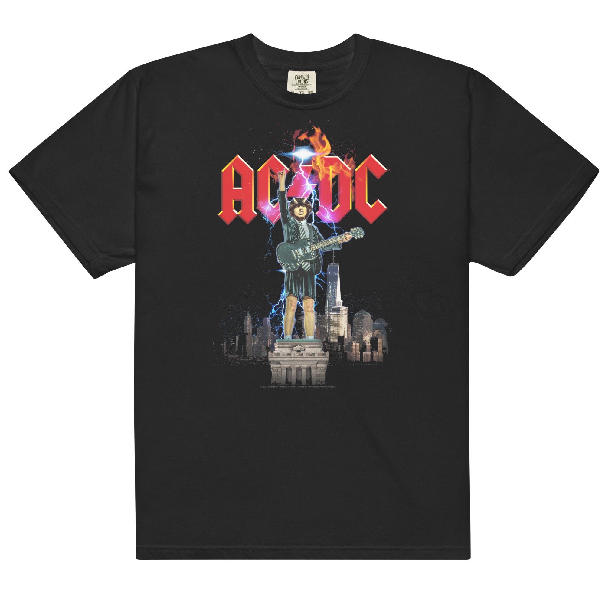 Rockoff T-Shirt Ufficiale AC/DC – Logo E Angus Con Applicazioni – Blu, Taglia L